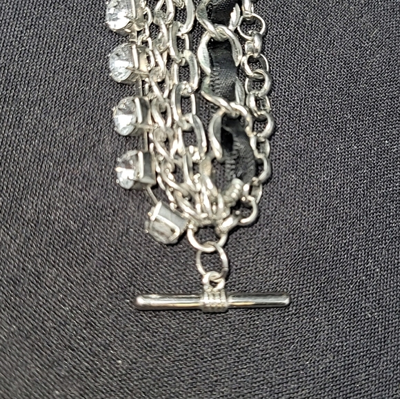 6 CHAIN SILVER TONE CLASP TOGGLE T-BAR CLOSURE BRACELET - Picture 5 of 7